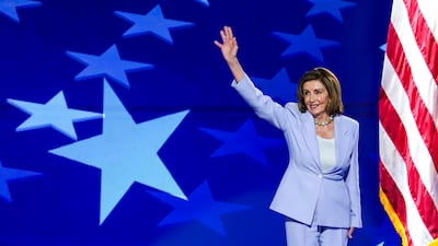 Former House speaker Nancy Pelosi arrives to deliver remarks. EPA