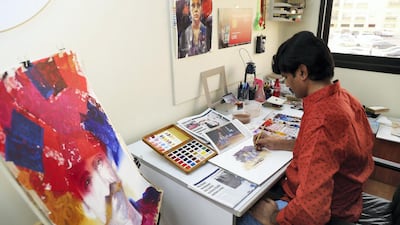 Atul Panase in his Dubai studio. Pawan Singh / The National