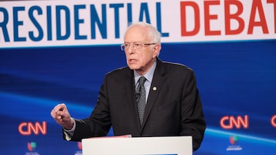 Vermont Senator Bernie Sanders speaks at the 11th Democratic presidential debate. EPA