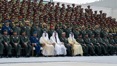 Sheikh Mohamed and other members of the UAE leadership during the graduation ceremony