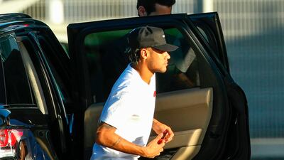 Neymar is pictured upon his arrival at Francisco Sa Carneiro airport on the outskirts of Porto, during a stop over from Barcelona with his private jet on Wednesday after being given permission by the Catalan club to talk to Paris Saint-Germain about a move to the Ligue 1 club. Movenoticias / AFP