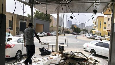 A cafe gutted by fire in Ajman. Reem Mohammed / The National
