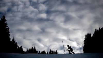 Lebanese skier Ray Iskandar competing in the men's slalom at Les Diablerets Alpine Centre during the 2020 Lausanne Winter Youth Olympic Games, on Tuesday, January 14. AFP