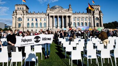 Thousands protested in Berlin on Sunday to demand more action from the EU after the Moria refugee camp in Greece burnt down this month. EPA