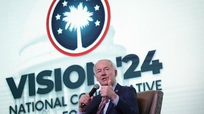 Former Arkansas Governor Asa Hutchinson speaks at the Vision 2024 National Conservative Forum at the Charleston Area Convention Centre in South Carolina. AFP