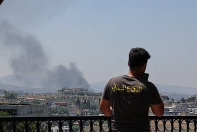 Smoke billows from southern Lebanon, as seen from Nabatieh, following Israeli strikes reported by local residents on June 17, 2026. Reuters
