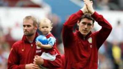 Olof Mellberg, left, and Aston Villa's Gareth Barry, right.
