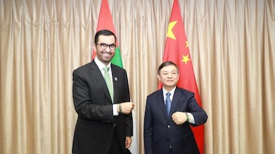 Dr Sultan Al Jaber met with Huang Runqiu, Minister of Ecology and Environment, during his two-day trip to China. Wam