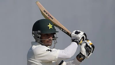 Mohammad Hafeez plays a shot during the third Test against New Zealand in Sharjah in November. Aamir Qureshi / AFP