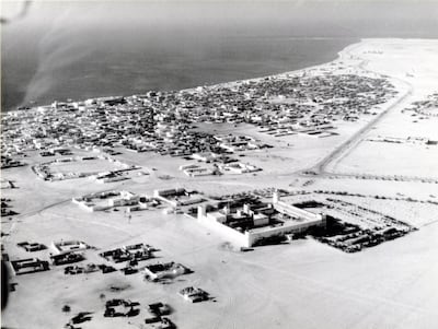 Abu Dhabi with Qasr Al Hosn in the foreground, 1966. National Archives
