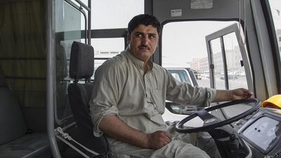 Syed Hasnain, who lives near a labour camp in Mussaffah, has been a bus driver in Abu Dhabi for eight years. Mona Al Marzooqi / The National