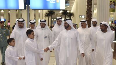 The royal delegation rode the monorail from Terminal 3 to the Emirates’ Airbus A380 Concourse 3, home to airliner’s growing fleet of super jumbos.