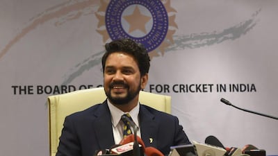 Board of Control for Cricket in India (BCCI) president Anurag Thakur speaks during a press conference at headquarters in Mumbai on Sunday. Indranil Mukherjee / AFP / May 22, 2016
