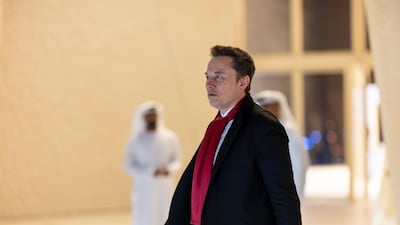 Mr Musk departs after a meeting at the Zayed National Museum