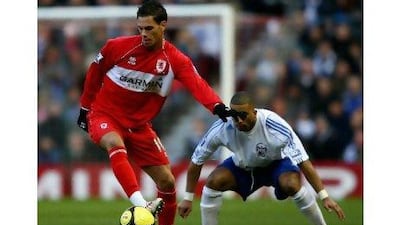 Jeremie Aliadiere, left, in action for Middlesbrough. He has since been released by the club. Clive Brunskill / Getty Images