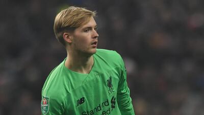 Liverpool goalkeeper Caoimhin Kelleher during the match. EPA