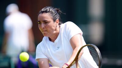 Ons Jabeur practising at the All England Club ahead of the Wimbledon Championships. PA