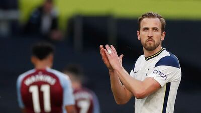 Tottenham striker Harry Kane applauds fans after his appearance against Aston Villa on Wednesday. Reuters