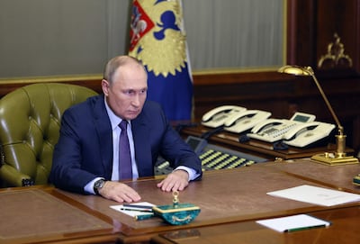 Russian President Vladimir Putin meets Alexander Bastrykin, the Investigative Committee head, in Saint Petersburg on Sunday. AFP