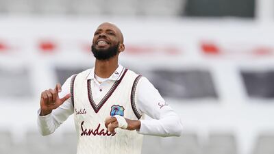 West Indies bowler Roston Chase shows his frustration. AFP
