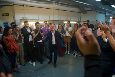 Felipe Gamba, centre, backstage with the cast and crew of Disney The Magic Box. Photo: Proactiv Entertainment