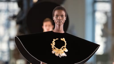 Sculptural elements nodded to Schiaparelli's surrealist roots. Photo: Schiaparelli