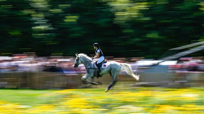Morocco's Noor Slaoui, riding Cash In Hand, during the Equestrian Cross Country competition. AP