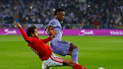 Al Ahly's Mohamed Hany in action with Real Madrid's Vinicius Junior. Reuters