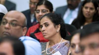 An assembly of school administrators, teachers and parent's reprsentatives listen to a briefing of the Indian & Pakistani school inspection report at the Knowledge & Human Development Authority (KHDA) in Dubai Academic City on Sunday.