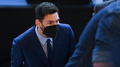 Barcelona player Lionel Messi arrives at Camp Nou. Getty