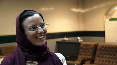 Sarah Shourd at the Mehrabad airport in Tehran before her departure yesterday.