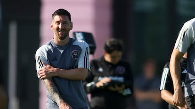 Inter Miami forward Lionel Messi trains with his new teammates during team practice at Florida Blue Training Center at Fort Lauderdale, Florida. Reuters