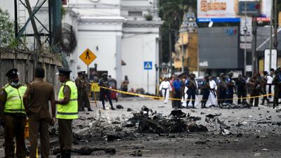 Sri Lankan security personnel near St Anthony's Shrine in Colombo. Jewel Samad / AFP