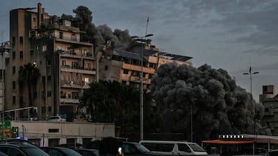An Israeli air strike hits Beirut’s Bachoura neighbourhood. AFP
