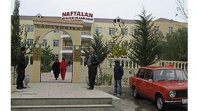 The Naftalan Sanatorium offers long-stay packages for people to soak in crude oil for their health.