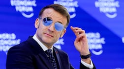 French President Emmanuel Macron got everyone talking with his bright mirrored sunglasses at Davos. Reuters
