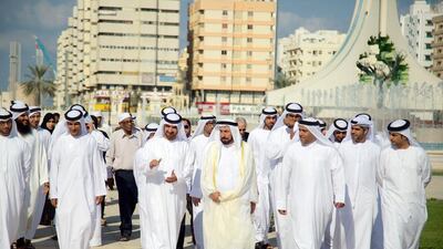 Dr Sheikh Sultan bin Mohammed Al Qasimi, Supreme Council Member and Ruler of Sharjah opens the redeveloped Al Rolla Square Park. WAM