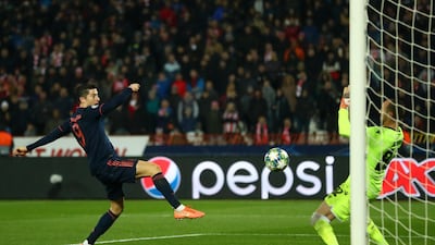 Robert Lewandowski scores his second against Red Star
