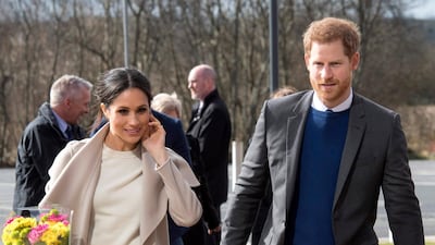 Prince Harry and Meghan Markle visit the Eikon Centre on March 23, 2018 in Lisburn, Northern Ireland. Getty Images