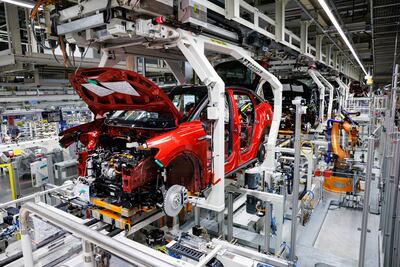 Volkswagen ID.5 electric cars at the company's plant in Zwickau, Germany. Getty Images