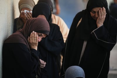 Mourners at the funeral of Palestinians killed in an Israeli military strike this weekend. AP