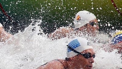 Spyros Gianniotis broke free from the pack after the final turn to win the gold.