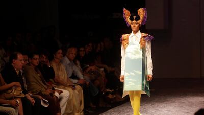August 18, 2011: An Indian model displays designer Little Shilpa's creations during the Lakme Fashion Week. AP Photo/Rajanish Kakade