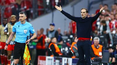 Bayern manager Thomas Tuchel on the touchline during the semi-final match at the Allianz Arena. EPA
