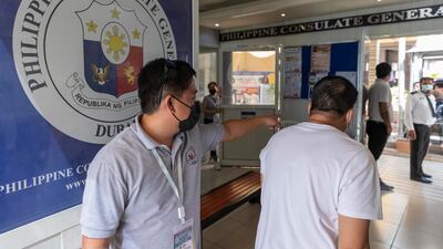 Filipino citizens visit the Philippines’ consulate in Al Qusais, Dubai, to vote in their country’s presidential election