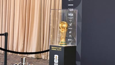 The World Cup trophy is displayed at the Freedom Tower in Miami, Florida. Kyle Fitzgerald / The National