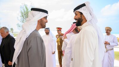 Sheikh Mohamed speaks with Maj Gen Sheikh Nasser