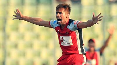 Mohammad Amir shown during a Bangladesh Premier League match last month as attempts to return to cricket after a major fixing scandal. AFP Photo
