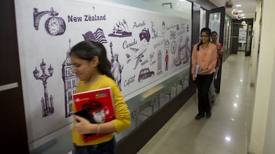 Students prepare for mandatory English language exams so they can study overseas, in the US, the UK, Australia or Canada, for example