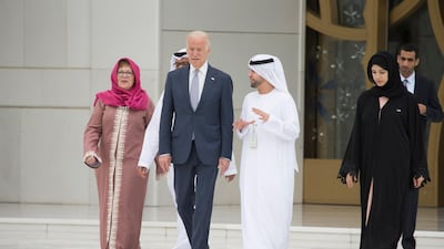 US President-elect Joe Biden visits the Sheikh Zayed Grand Mosque. Crown Prince Court